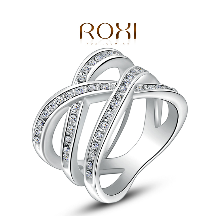Wholesale Roxi Fashion Accessories Jewelry Gold Plated CZ Diamond Triple line Cross Love Gift for Women