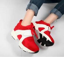 2014 New Fashion Leather Women Casual Shoes Increased Genuine Leather Platform Sneakers Wedges Mixed Colors Sports