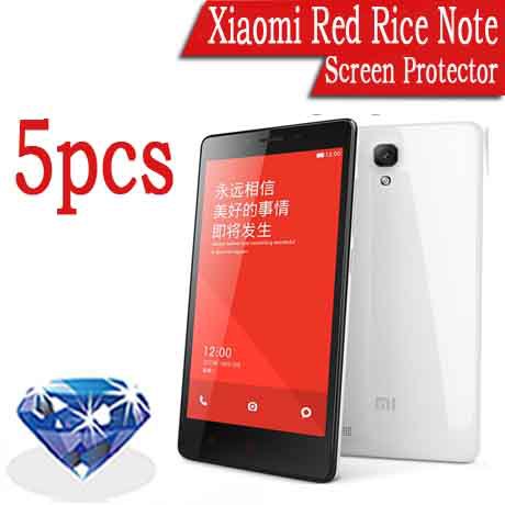5pcs lots Front Diamond Screen Protector Guard for Xiaomi Redmi Note 4G LTE Mobile Phone Red