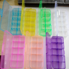 Wholesale 2015 Latest Hot Selling Plastic 10 Grids Pill Box Craft Organizer Beads Adjustable Jewelry Storage