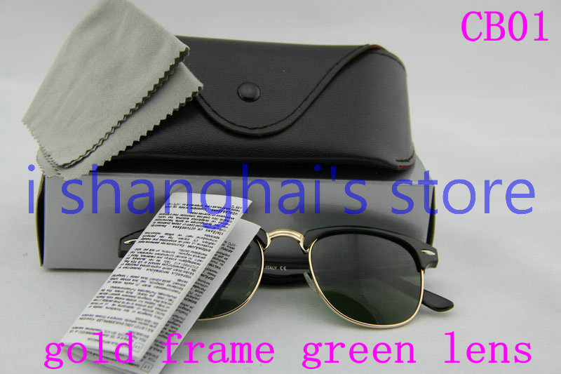  2013 novos homens de óculos CLUBMASTER Black Frame/verde lente homens de 