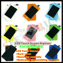 LCD Touch Screen Digitizer For iPhone4S (Contains:LCD+Back cover+Home key assembly) GSM&CDMA,Free Gift 1 set  tools,Multicolors