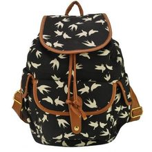 Canvas Women Bag Swallow Printing Backpack For Girl School Bags Women Backpacks Tide Satchel Mochila     W5045