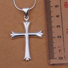2014 Men Fashion 925 silver jewelry snake chain Cross Pendant Necklace Wholesale