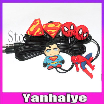 3D Cartoon Anime 3 5mm In Ear spider superman earphone Headphones For Mobile Phone MP3 MP4
