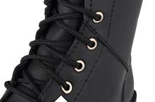 British Style Women Martin Boots Vintage Black PU Leather Short Motorcycle Boots Ladies Casual Lace up