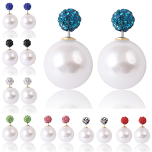 Free shipping New Design brand bijoux channel rhinestone double pearl earrings jewelry Accessories for women 2014 Wholesale M11