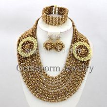 Unique Coffee Gold African Beads Bridal Jewelry Set Fashion Nigerian Wedding Bead Set 2014 New Free
