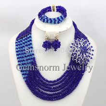 Splendid Blue Indian Wedding Jewelry Sets Popular African Jewelry Sets 18K Hot Online Free Shipping GS622