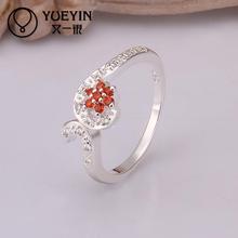 2015 NEW Rhinestone Austrians Crystals Imitation Diamond Ruby Red Gemstone Flower Fashion Ring Jewelry for Women