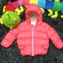 Free shipping The new girls down coat Thick winter jacket female baby Sequins high quality female