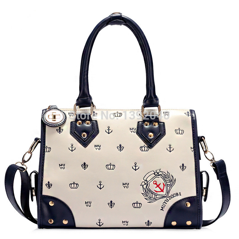 2014 new European and American fashion style hand embroidery navy shoulder bag