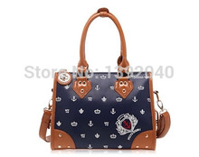 2014 new European and American fashion style hand embroidery navy shoulder bag