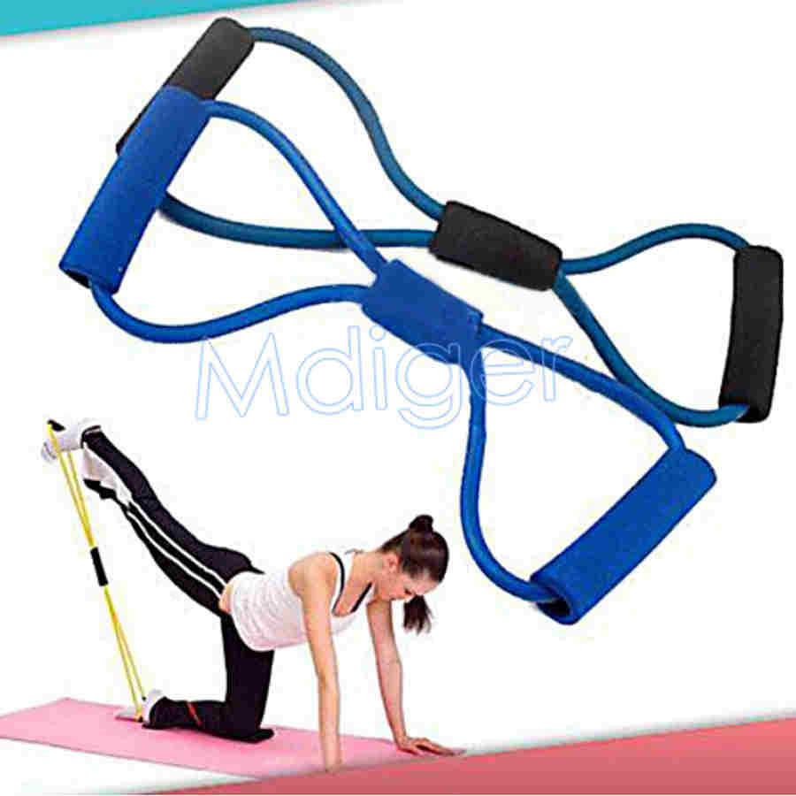 5 Colors 8 Word Yoga Extensible Rope Resistance Training Bands Tube Workout Chest Exercise Home Body