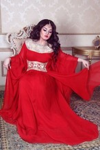 New Arrival 2014 abaya jalabiya Ladies Maxi Dress DUBAI VERY FANCY KAFTANS Red Beaded Red  Evening Dresses