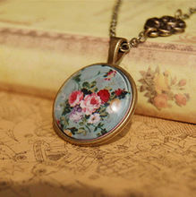Simple floral jewelry necklace hot selling fashion Vintage time gems necklaces NS xl37
