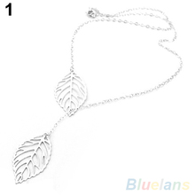 Simple 2 Leaves Choker Necklace Collar Statement Necklace Women Jewelry 1ORK
