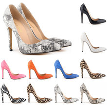 Classic Sexy Pointed Toe High Heels Women Pumps Shoes Faux snake Spring Brand Wedding Pumps Big Size 35-42 5 Color