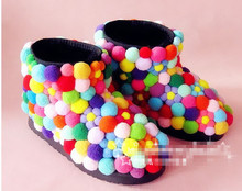 2014 Size 36-40 DIY Women Cute Color Ball Top Snow Boots Student Hand Painted Snow Boots 7646