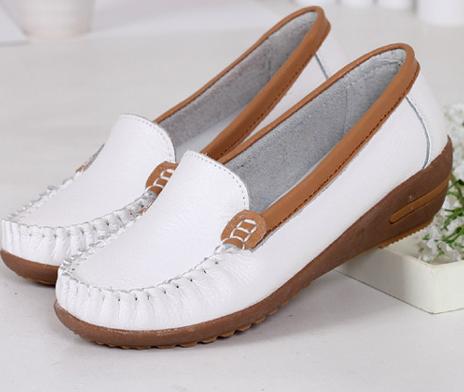 2014 new women casual leather soft bottom slope with shallow mouth mom tendon at the end