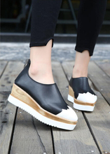 The new platform shoes female thick shallow mouth single shoes casual shoes shoes with flat bottom slope documentary shoes