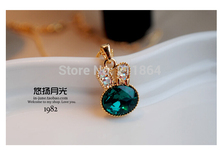 NK155 Fashion Sea Green Rabbit Control Over Drilling Cute Bunny Crystal Clavicle Pendants Necklaces Jewelry