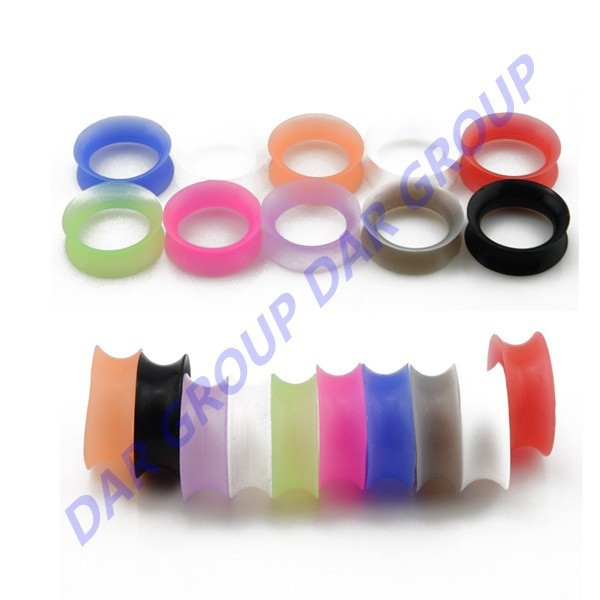 DAR 10 Pair Lot Mixed Colors Soft Silicone Ear Plugs Flesh Tunnel Body Piercing Jewelry 3mm