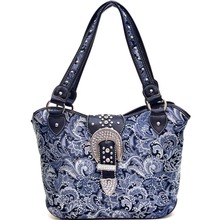 Montana West Rhinestone Studded Paisley Buckle Tote Concealed Carry for Women