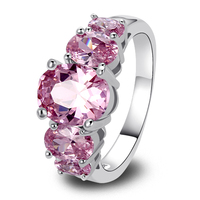 Free Shipping Wholesale New Fashion Jewelry 925 Silver Ring Inlay Pink Sapphire Exquisite Gift For Women Size 6 7 8 9 10
