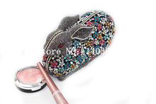 Fine upscale 3D shaped rabbit Mix Crystals Bunny clutch cocktail party handbag evening hollow out clutch