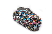 Fine upscale 3D shaped rabbit Mix Crystals Bunny clutch cocktail party handbag evening hollow out clutch