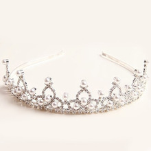 New Hot Crystal Pearl Crown Veil Hairwear Tiara Wedding Bridal Party Prom Jewelry hair comb free
