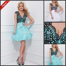 2014 Free Shipping A-Line Grade Graduation Sparkly Short Sexy Beaded Party  Dress Special  Homecoming Dresses With Backless