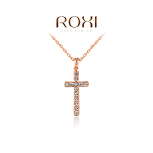 ROXI brands fashion women lucky cross necklace zircon fashion jewelry gold plated Necklace Christmas gifts free