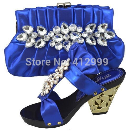 African Fashion Shoes and Matching Bags set for women with plenty glass and Italy Shoes and