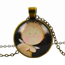 cartoon pendant necklace art picture glass cabochon chain necklace choker necklace statement necklace jewelry for women