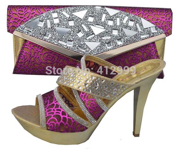 good selling african ladies shoes and matching bags shine color shoes and bags high heel sandal