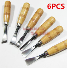 Hot sale High quality Wood carving tools Set 6PCS Wooden handle Chisel Woodworking WOODCUT KNIFE Hand tools PMA-306 Package mail