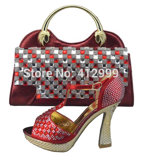 FREE SHIPPING fashion woman matching shoe and bag set for wedding and party high quality italian