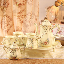Four Fuou retro ivory porcelain coffee cup with 8 Kit English pastoral ceramic afternoon tea cup
