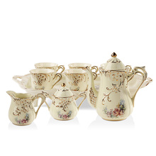 Four Fuou retro ivory porcelain coffee cup with 8 Kit English pastoral ceramic afternoon tea cup
