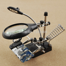 Repair Magnifier LED Light Tools 2.5x 5x 8x Magnification Lupa Magnifying Glass With 5 LED+Charger/AA Soldering Stand Lamp