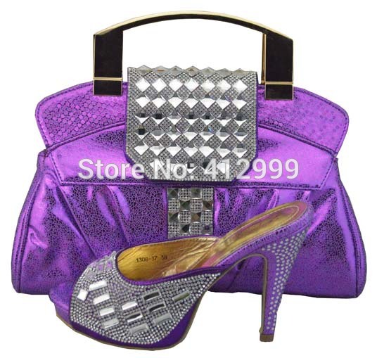 Stock women shoes and matching bag in lilac size 38 42 free shipping wedding dress shoe