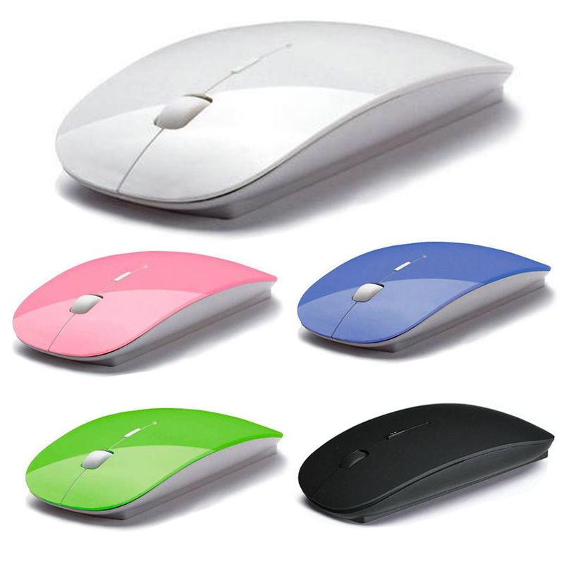 2014 Ultra Thin USB Optical Wireless Mouse 2 4G Receiver Super Slim Mouse For Computer PC