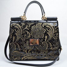 autumn 2014 luxury brand bolsas femininas vintage ladies lace genuine leather tote handbag,shoulder bag/bolsa grande