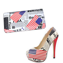 FREE SHIPPING! NEW ARRIVAL Italian shoes with matching bags Women party shoes and bag set elegant style, USA flag style