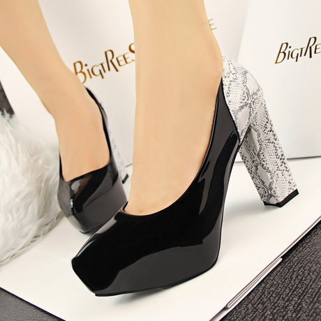 HOT Free shipping new women pumps Korean retro fashion simple thick high heeled serpentine mixed colors