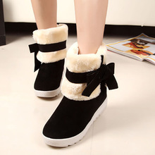 2014 winter boots womenSnow boots Increased slope with the sweet Red bow sleeve wear boots female