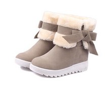 2014 winter boots womenSnow boots Increased slope with the sweet Red bow sleeve wear boots female