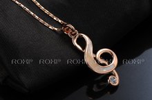 Roxi Charming Jewelry Gem Treble Clef Pendant Rose Gold Plated Hand Made Luxuriously Women Necklace